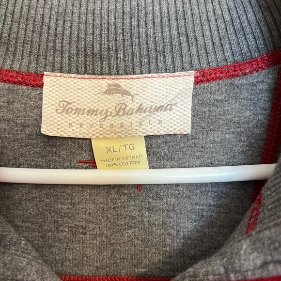 Tommy Bahama reversible half a zip sweater, red and gray size L - Picture 2 of 4